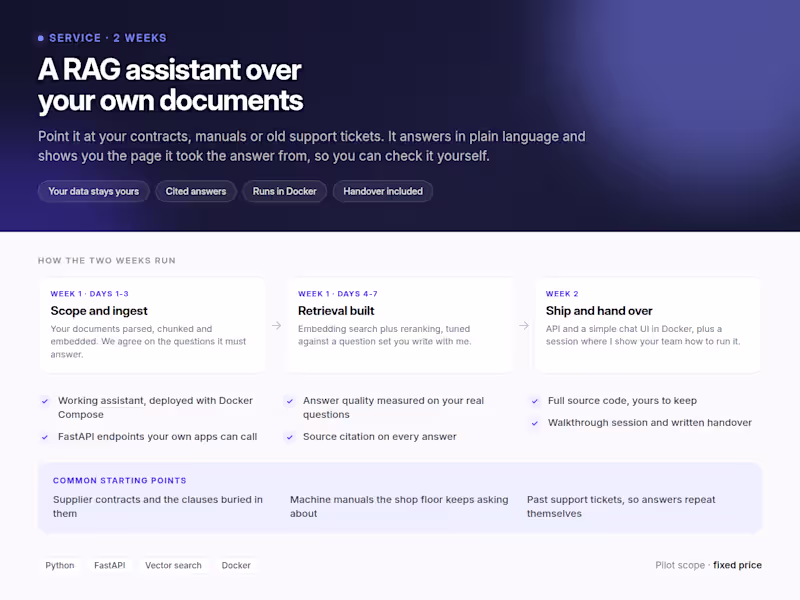 Cover image for RAG assistant over your own documents