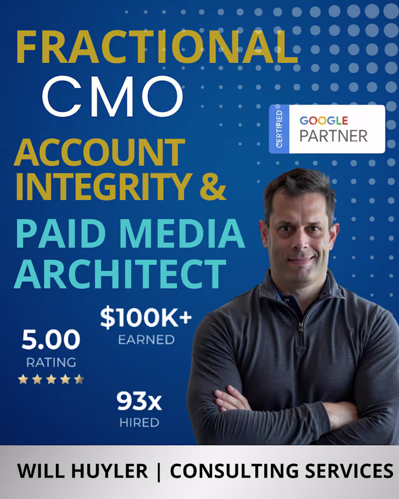 Cover image for Fractional CMO | Paid Media Growth & Account Integrity Leader