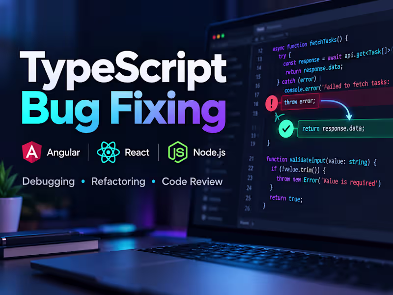Cover image for I will fix bugs in your Angular, React or Node.js application