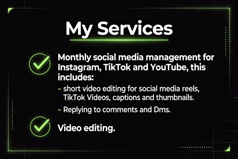 Cover image for SOCIAL MEDIA MANAGEMENT AND VIDEO EDITING 