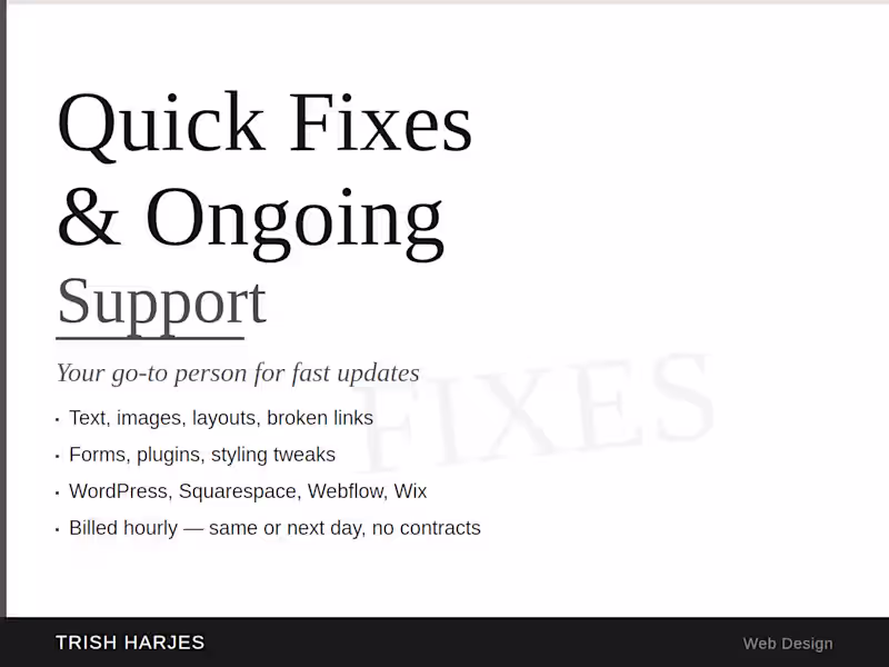 Cover image for Quick Website Fixes & Ongoing Support