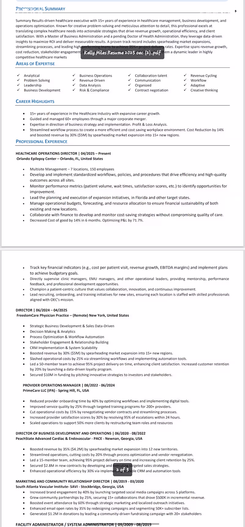 Cover image for Executive Healthcare Resume & ATS