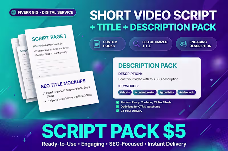 Cover image for Short Script + Title + Description Pack