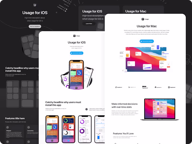 Cover image for Design a minimalist landing page for a Mac and IOS app "Usage"