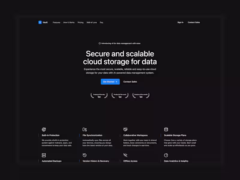 Cover image for Vault - Premium SaaS Marketing Template Design