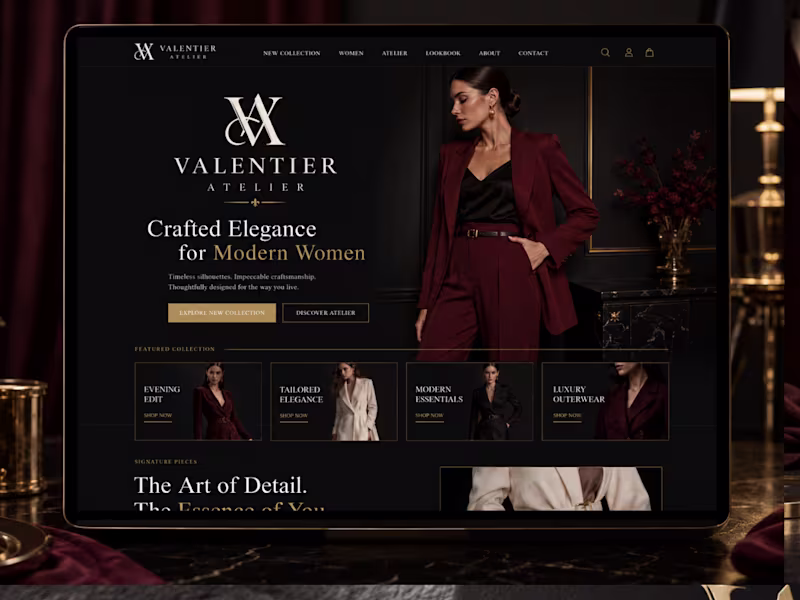 Cover image for Valentier Atelier Brand Concept and Ecommerce Project