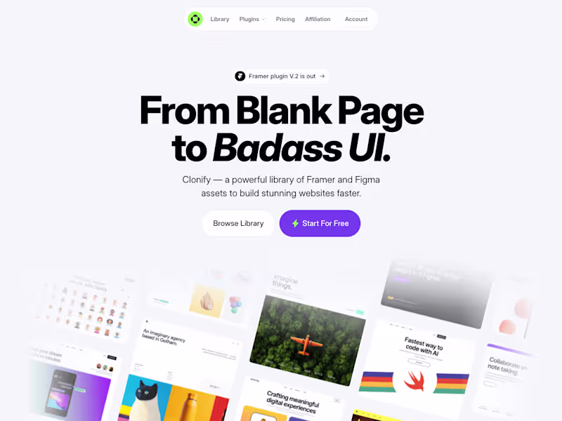 Cover image for Clonify – a UI Library Platform for Framer & Figma.