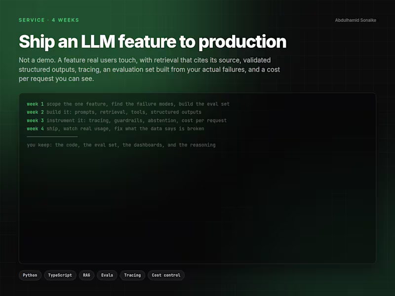 Cover image for Ship an LLM feature to production, not a demo
