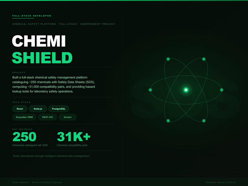 Cover image for Chemishield — Chemical Waste Management Platform