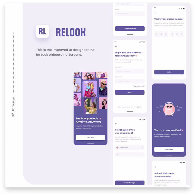 Cover image for Relook Mobile App Onboarding Screens
