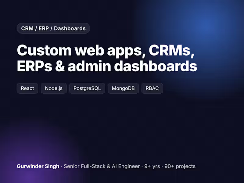 Cover image for Custom Web App, CRM, ERP or Admin Dashboard (React & Node.js)