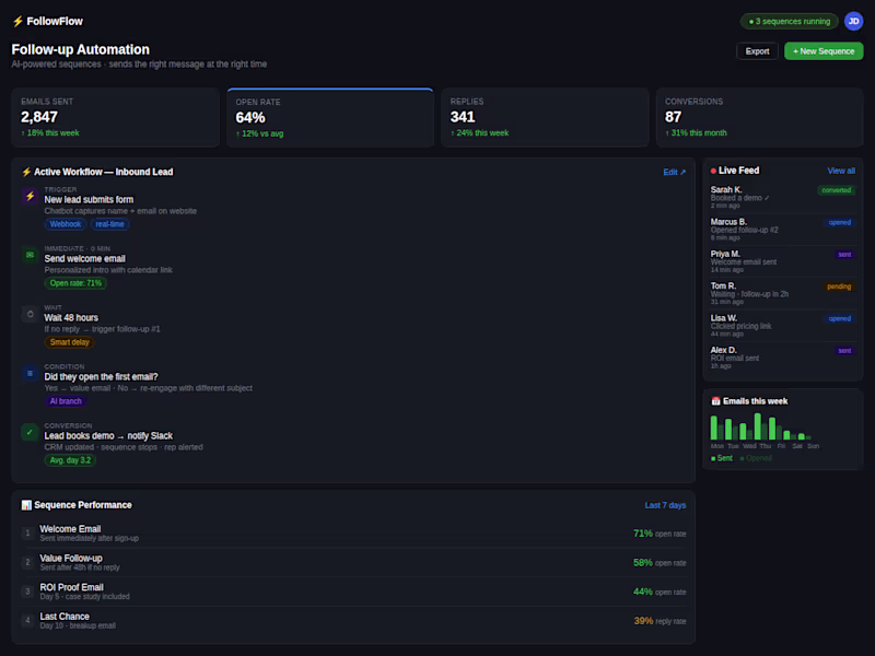 Cover image for Follow-up Automation Dashboard
Built a full-stack