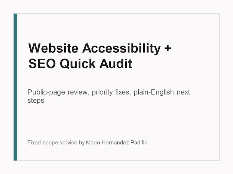 Cover image for Website Accessibility and SEO Quick Audit