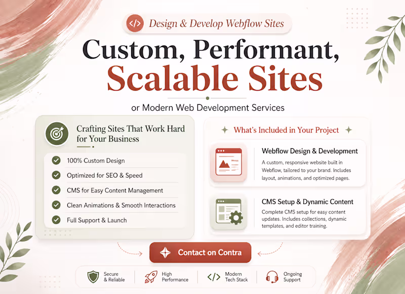 Cover image for Custom Webflow Website Design & Development with CMS Setup
