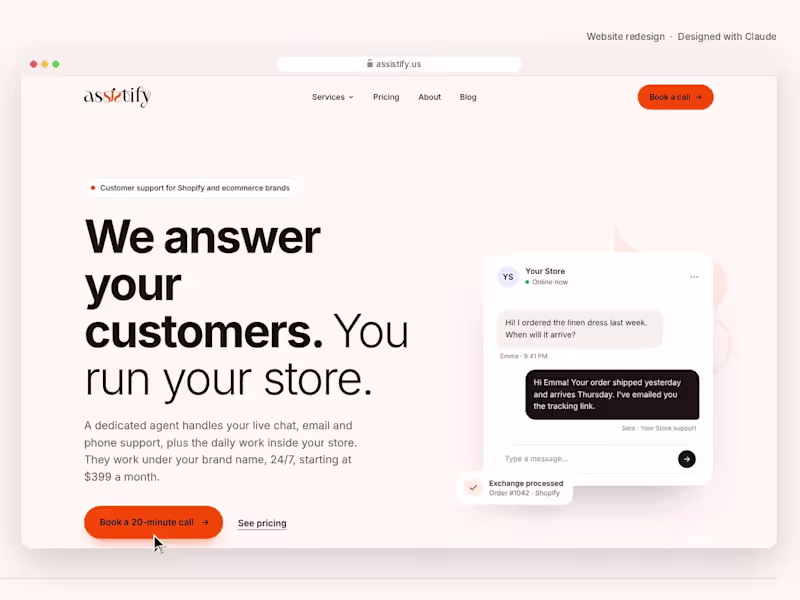 Cover image for Assistify — Website Redesign
Wow. I