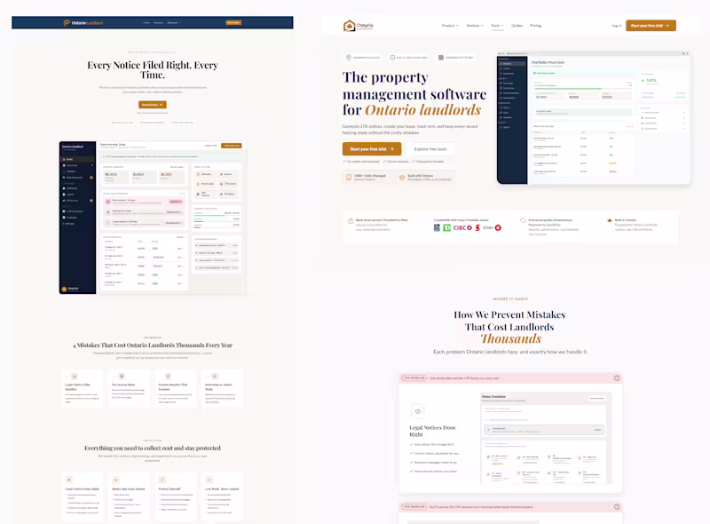 Cover image for OntarioLandlord | SaaS Homepage UX/UI