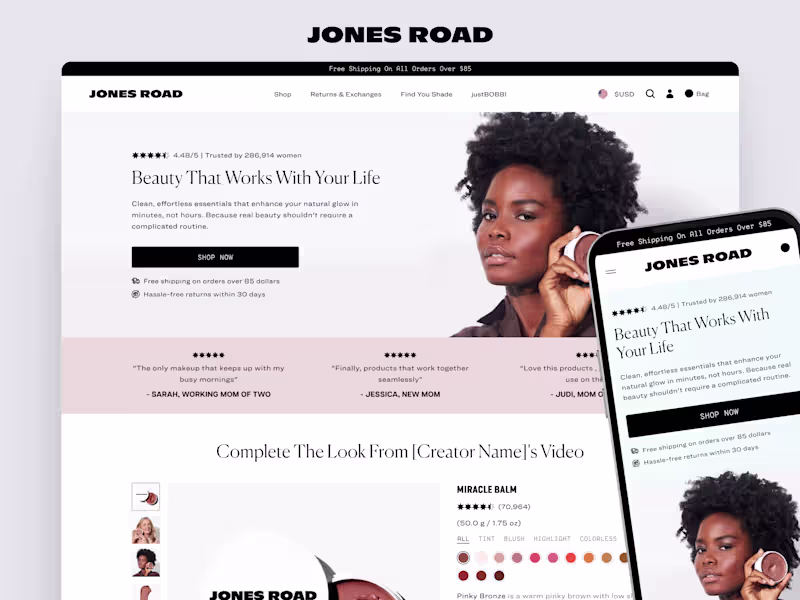 Cover image for Jones Road Beauty Multi-Product Landing Page