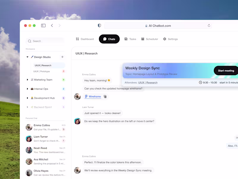 Cover image for AI Team Chat & Workspace UI Design