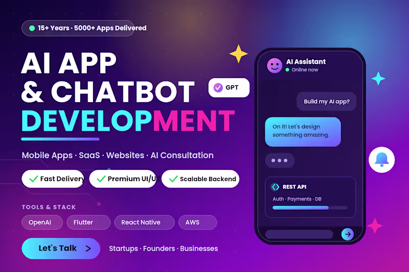 Cover image for You will get ai mobile app development, ai website, ai saas 