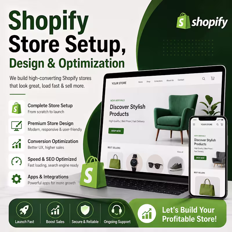 Cover image for Shopify Store Setup, Design & Optimization