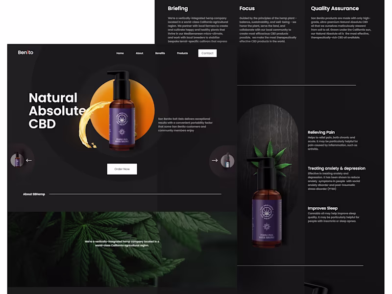 Cover image for Benito | CBD Health and wellness landing page concept