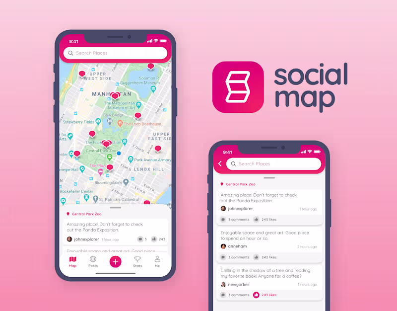 Cover image for Location-based Social Network App UI/UX, Branding