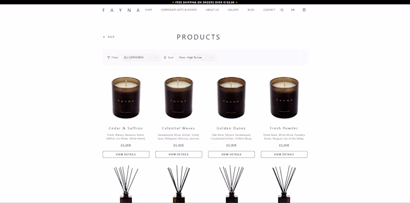 Cover image for FaynaCandles – Custom E-commerce Platform