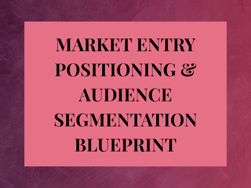 Cover image for Market Entry Positioning & Audience Segmentation Blueprint