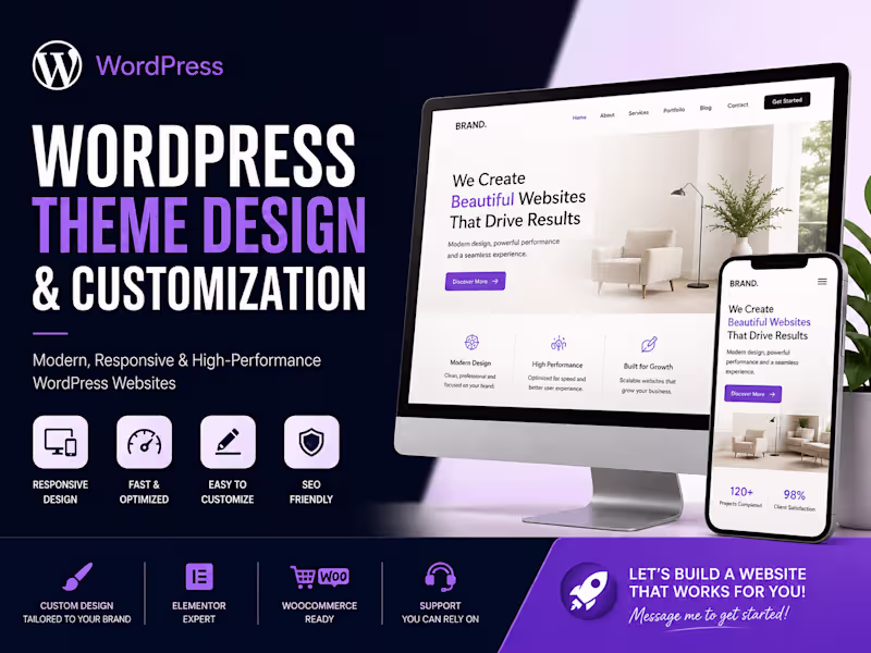 Cover image for WordPress Theme Design & Customization  Modern, Responsive Webs