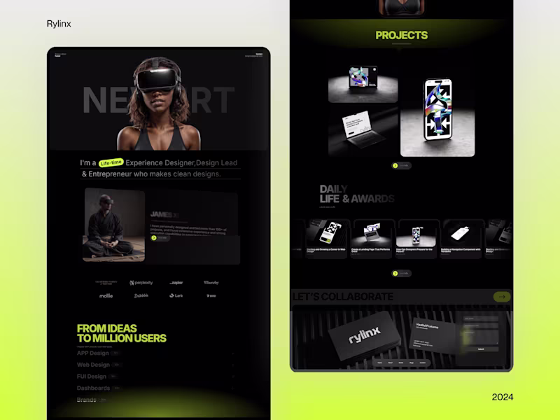 Cover image for Framer website design and development for Design lead  ·  Rylinx