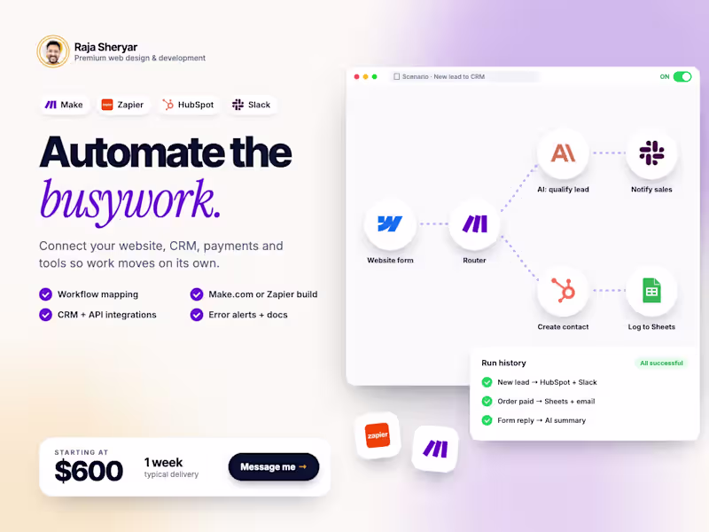 Cover image for Make.com & Zapier Automations + CRM Integrations