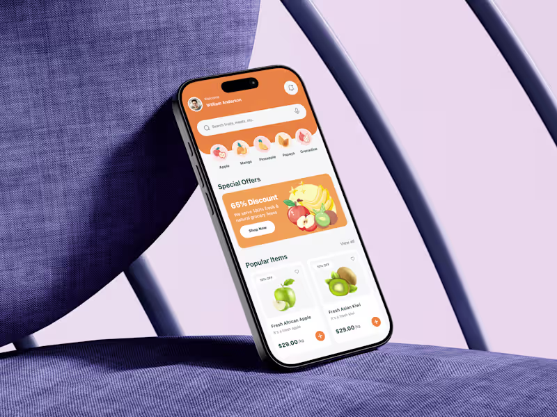 Cover image for This grocery delivery mobile app home screen was designed by...