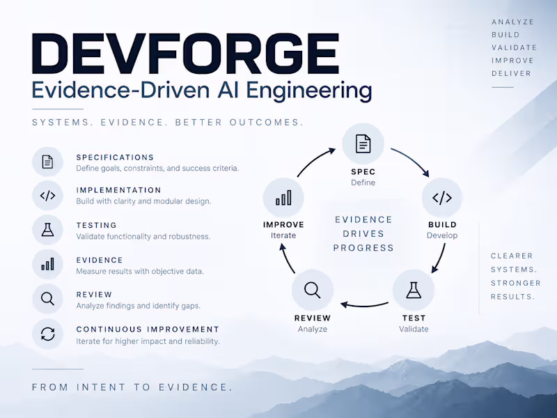 Cover image for DevForge — Evidence-Driven AI Engineering