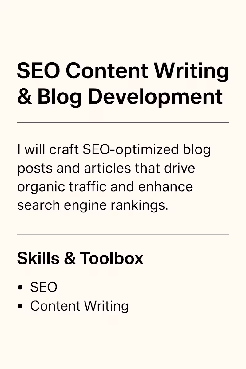 Cover image for SEO Content Writing & Blog Development Engaging, SEO-optimiz...