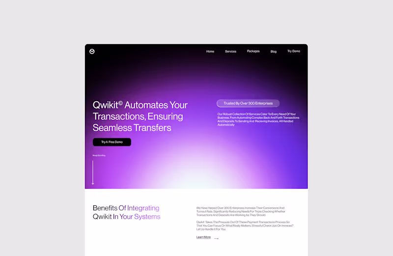 Cover image for Qwikit Website Landing Page
