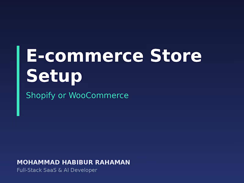 Cover image for E-commerce Store Setup on Shopify or WooCommerce