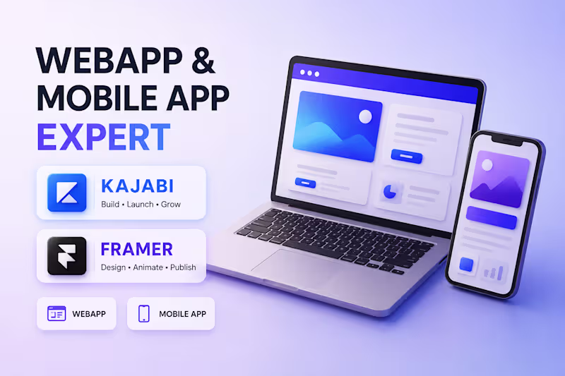 Cover image for Full-Stack Developer for Kajabi, Framer, Mobile & Web App