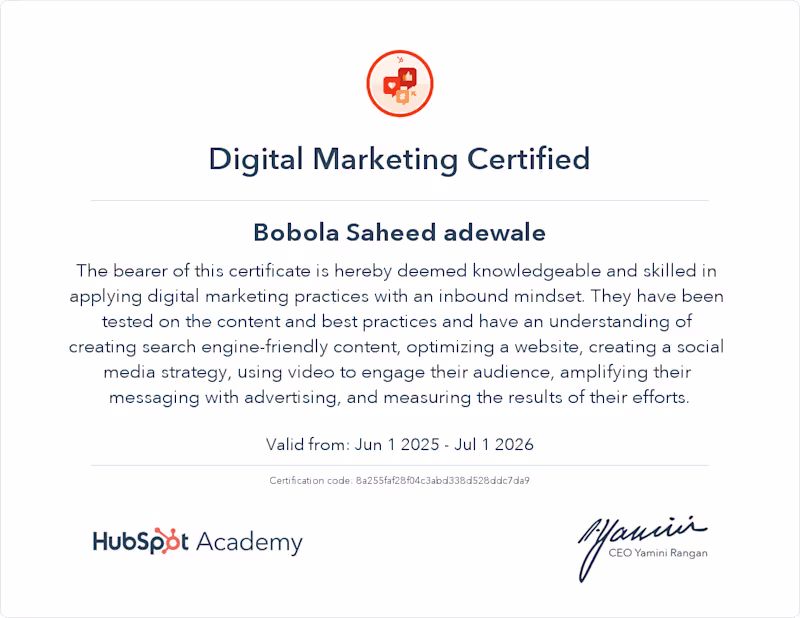 Cover image for My Digital Marketing Certificate