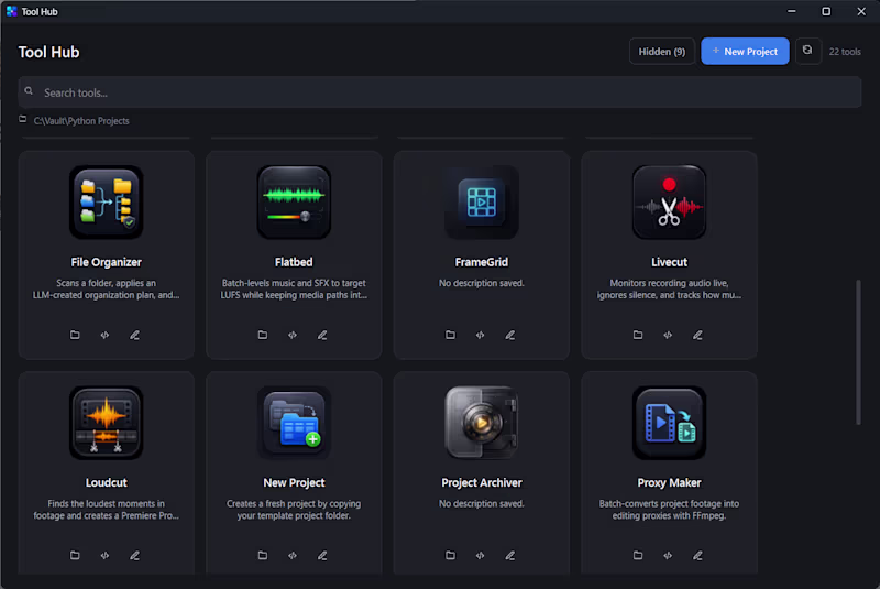 Cover image for Tool Hub
Built a central desktop