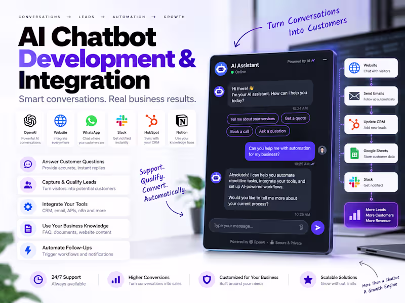 Cover image for AI Chatbot Development & Integration