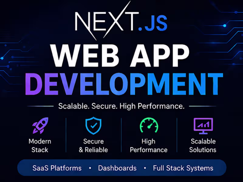 Cover image for Next.js | SaaS Platforms, Dashboards & Full Stack Systems