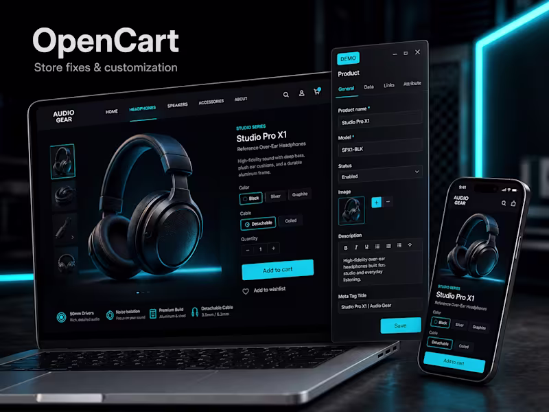 Cover image for OpenCart store fixes, customization and extensions