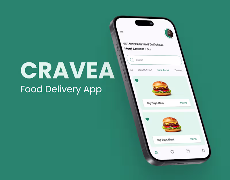 Cover image for Cravea — Clean & Calm Food Delivery App Redesign