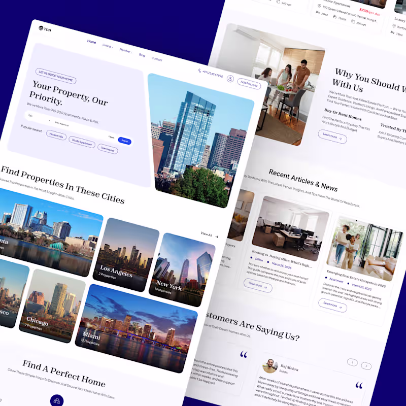 Cover image for Real Estate Landing Page UI/UX
