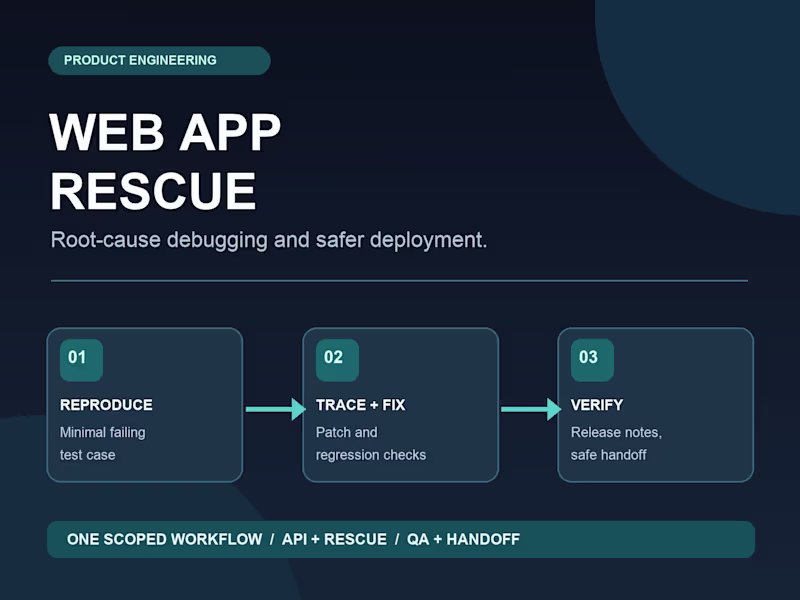 Cover image for Fix a web app bug or deployment issue