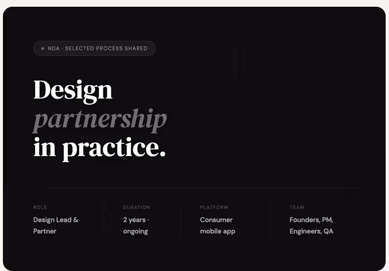Cover image for Founder Design Partner — Mobile App (NDA)