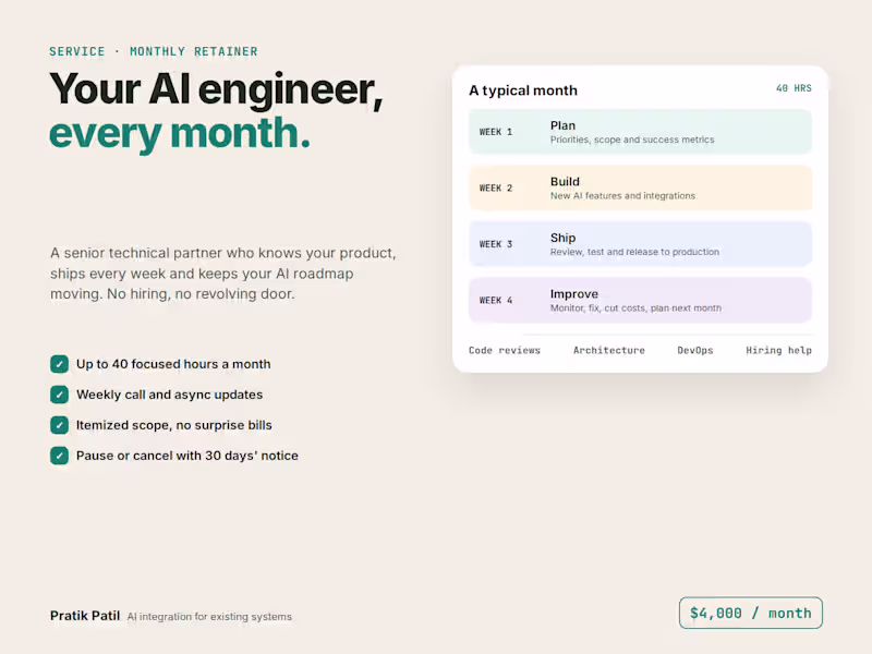 Cover image for Fractional AI Engineer: Monthly Technical Partner