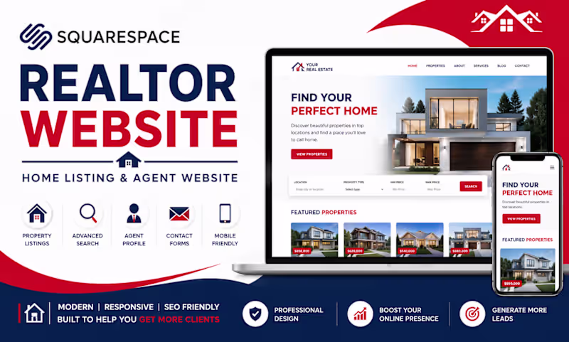 Cover image for Squarespace Real Estate Website Design and Development
