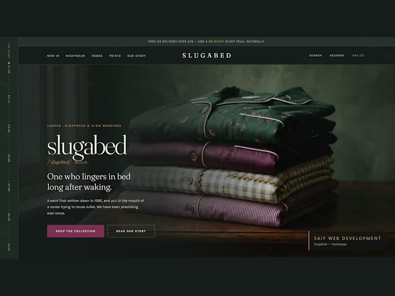 Cover image for A self-initiated concept build for a British sleepwear label...