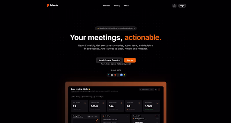Cover image for Minutz — AI Meeting Intelligence
Minutz